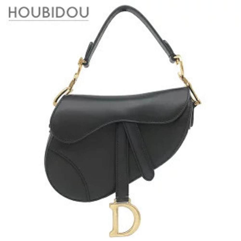 Christian Dior bag Saddle Leather Black Handbag Shoulder